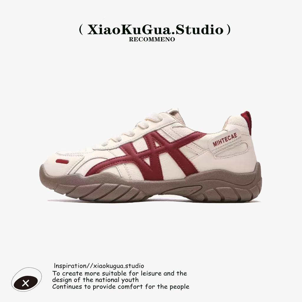 Soft Leather Fashion Forrest Gump Shoes Women's 2025 Autumn New Korean Version Lace-up Sports Shoes Casual Board Shoes German Training Shoes Women'