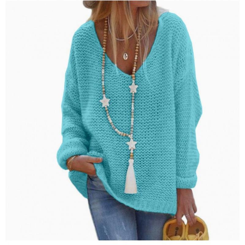 JPNTKY Women's Fashion Casual Solid Color Print Long Sleeve V Neck Blouses & Shirts