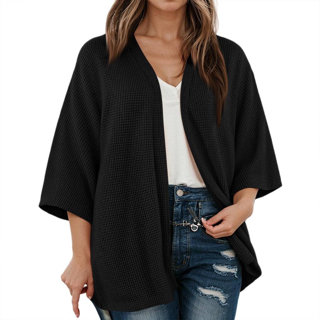 Women Fashion Cardigan Casual Ribbed Knit Open Front Short Sleeve Color Lightweight Soft Shirts