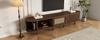 Oval TV Stand In Dark Walnut, Rattan Design - 180 Cm MDF Design, Adjustable Feet, 30 Kg Load Capacity