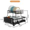 Double-Layer Kitchen Storage Rack: Countertop Bowl, Plate, Cup, and Utensil Holder with Draining Function