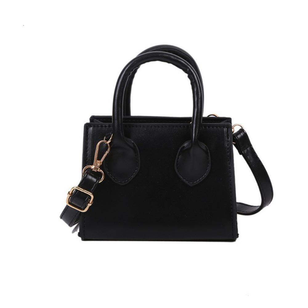 PU Leather Mini Handbag Solid Color Flap Shoulder Purse Korean Style Small Square Bag  Work Women