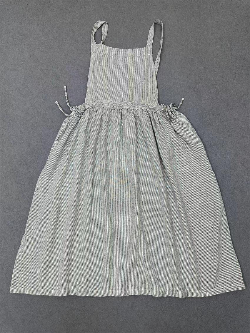 

Johnature Японські сукні Mori для жінок на ремінцях із зав язками на талії Французькі сукні без рукавів на довгих лямках One Size сірий