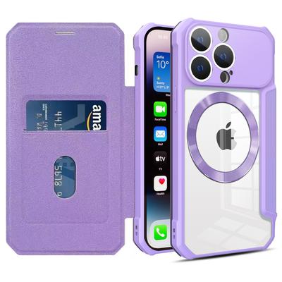 Portofel flip din piele magnetică pentru husă Magsafe pentru Iphone 14 Pro Max 13 12 11 Xr X Xs 14plus Sloturi pentru carduri Stand Husă transparentă