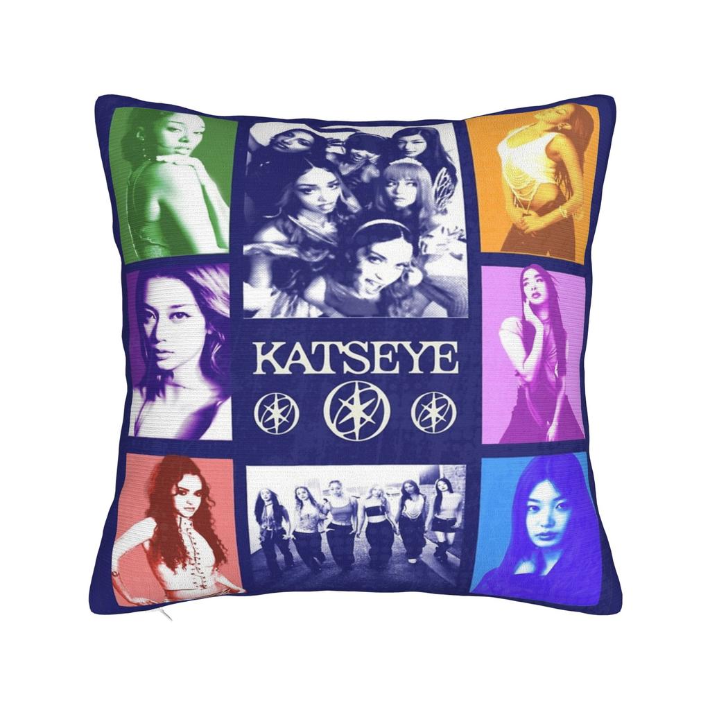 Kpop Katseye Federa per Cuscino Musicale Poliestere Copricuscino Regalo Federa per Cuscino Auto Cerniera 45*45cm