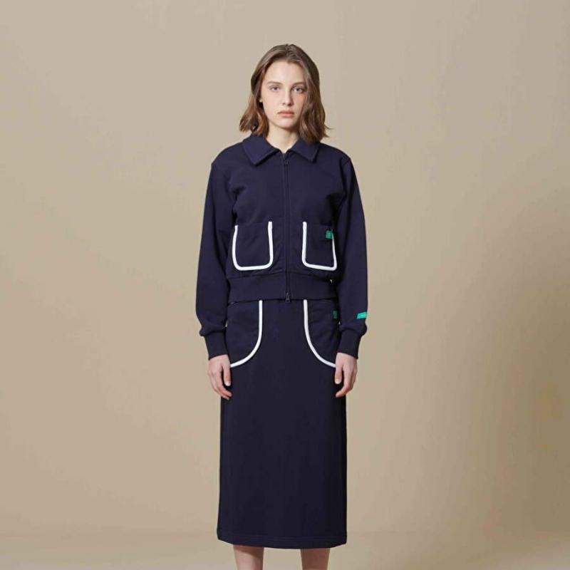 Bbc Earth Women S Crop Zip Up With Patch Pocket  Navy 