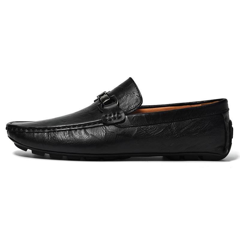 

Обувь Doudou повседневная обувь мужская обувь первый слой коровьей кожи накладка на ногу круглый носок ручная царапина обувь для вождения мужские туфли на одной педали кожаные туфли 47 чёрный