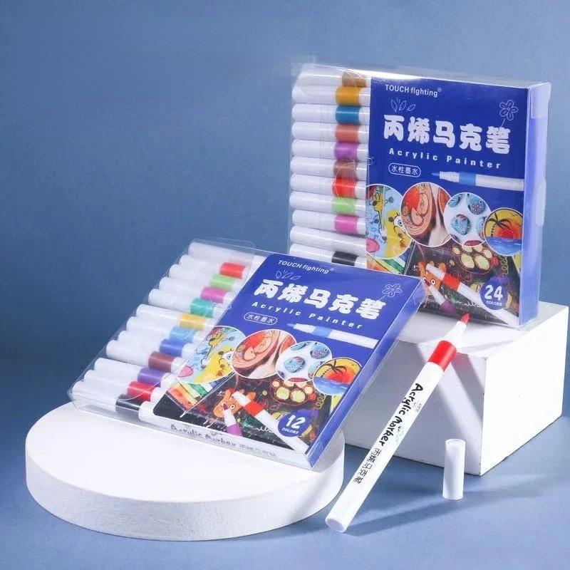 Acrylic Markers Set 60/48/36/24/12 Color Children Painting Coloring Pen Brushes Waterproof Diy Rock Art Drawing School Supplies