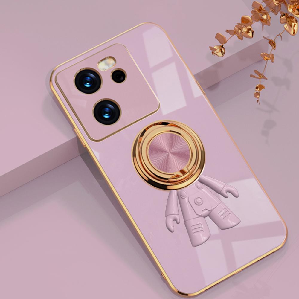 

For Xiaomi 13T/13T Pro Case with Astronaut Ring Kickstand 6D Electroplating TPU Phone Cover Purple