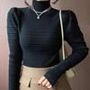 Top Half Turtleneck Skinny New Season Bubble Sleeve Women's Sweater Foreign Style