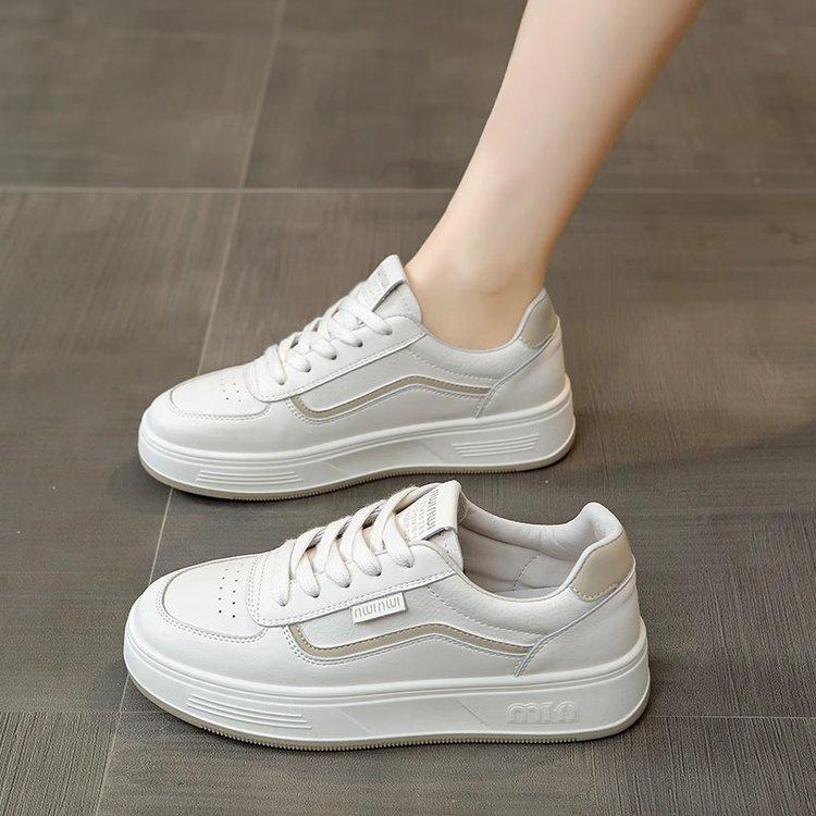Popular Little White Shoes Women's 2024 Autumn New Flat-soled Women's Shoes Lace-up Fashionable Versatile Platform Casual Sports Board Shoes