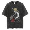 Japonia Anime Mustang Roy Anime Fullmetal Alchemist Manga Graficzny Nadruk Koszulka Męska Damska Harajuku Vintage Sprana Bawełna Luźny Top Letni Nowy T-shirt
