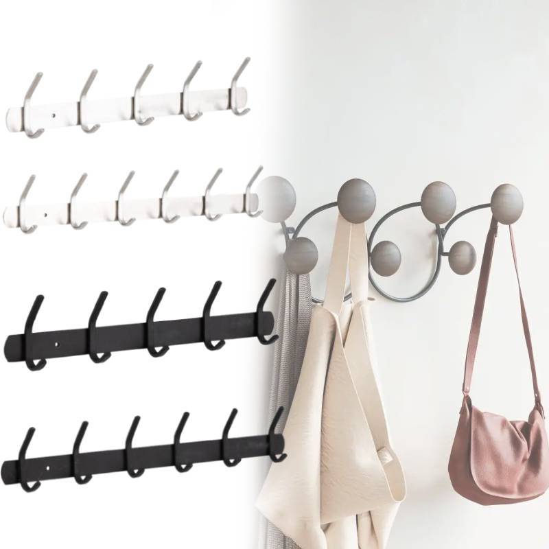 Vault Black Glazie Coat Rack Wall Mount Stainless Steel Hooks Clothes Hanger