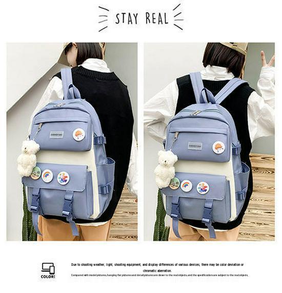 Stylish Korean Style Backpack Set for School: Large Capacity Fashion Shoulder Bag for Girls