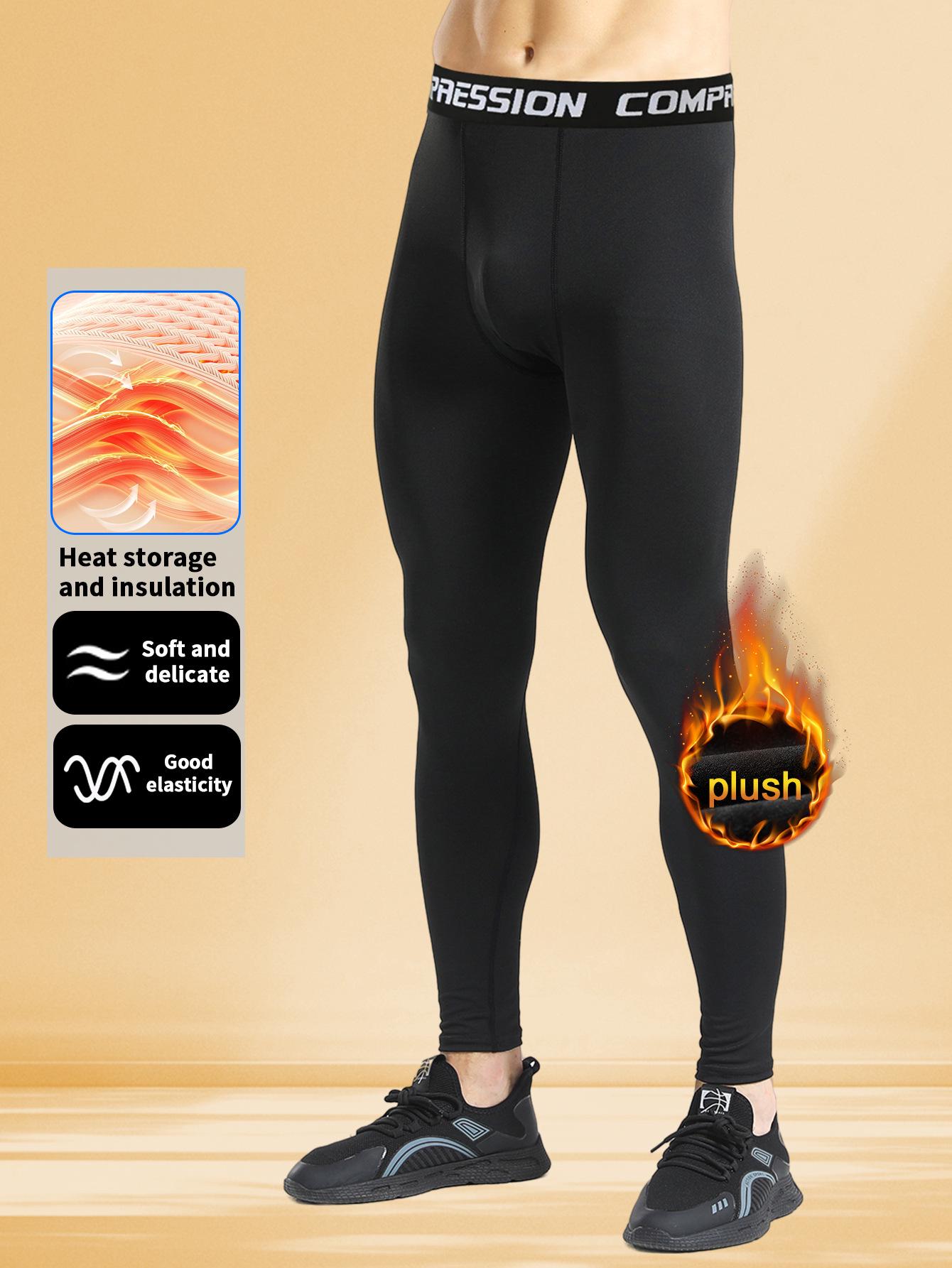 

Мужские базовые леггинсы для осени/зимы - облегающие спортивные брюки, высокоэластичные, быстросохнущие, с вельветовой подкладкой для баскетбола и фитнеса. XL