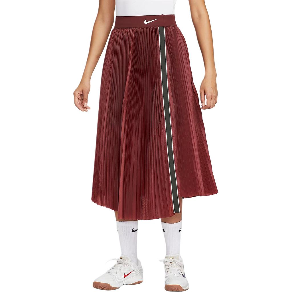 New Nike Court Slam SS25 Casual Long Skirt Women's Dark Team Red/White Color HF6443-619