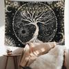 Bohemian Celestial Tree of Life Tapestry Wall Hanging Cosmic Stars Boho Zodiac Moonlight Decor Polyester Art Print