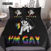 Capa de edredom com bandeira do orgulho, tamanho king/queen, listras arco-íris, conjunto de cama, capa de edredom de poliéster do orgulho LGBT para adolescentes, adultos, mulheres e homens
