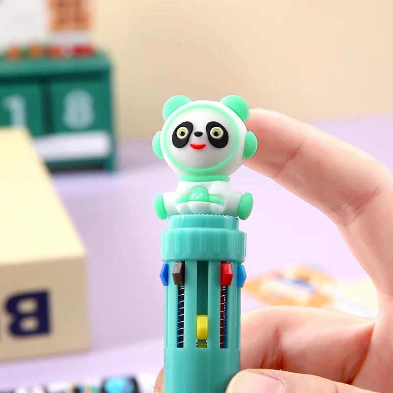 24Pcs/Lot Cute Cartoon Space Panda 10 Color Ballpoint Pens Multicolor Marking Ball Pen Kids School Supplies Stationery Gifts