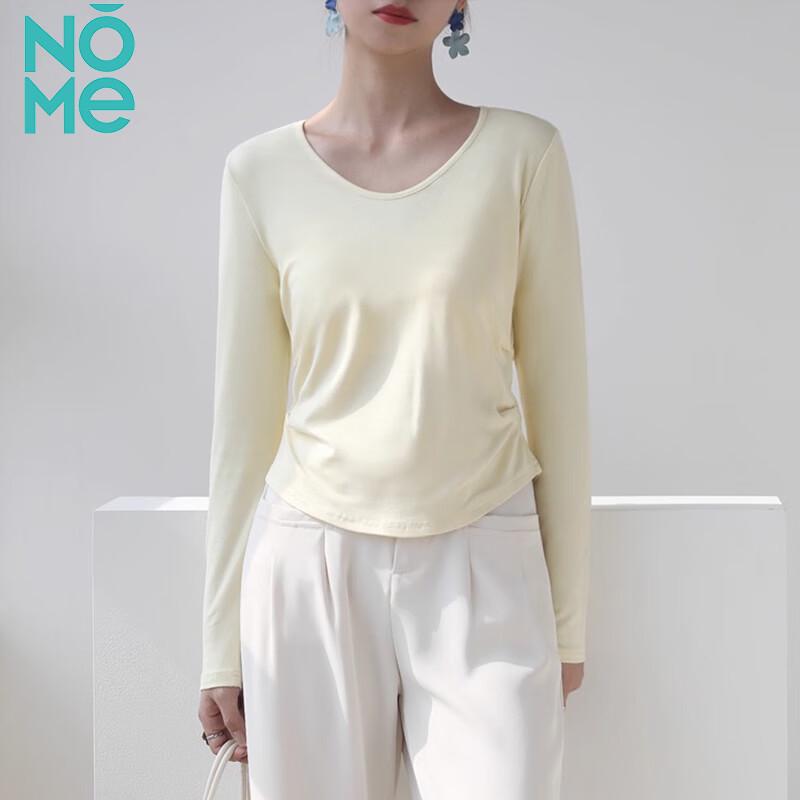 NOME Women's V-Neck Pleated Long Sleeve Slim Top