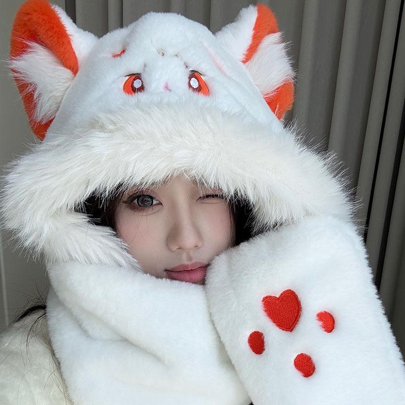 

Winter new million leaf cat sweet and cute plush hat female cartoon bag head Lei Feng hat ear protection cold and warm One size fits all