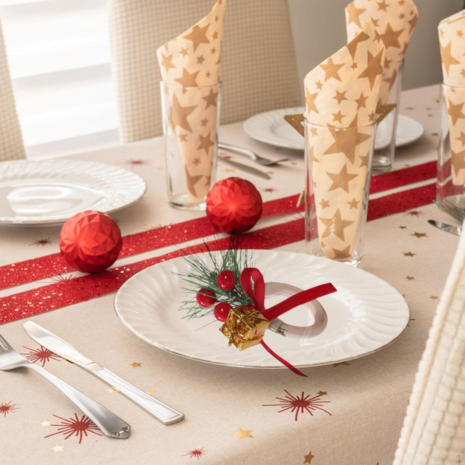 

Christmas Napkin Decor Decorative Creative with Cone Red Wooden Holder for Cafe Wedding Gift Box