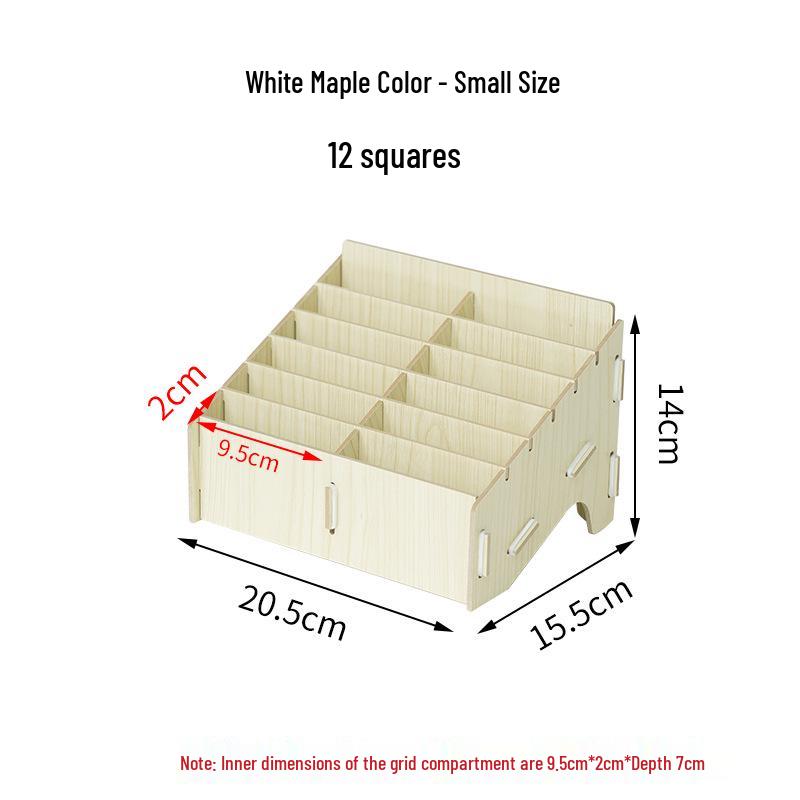 Wooden Desktop Mobile Phone Holder & Organizer with Multi-Compartments for Students & Meetings