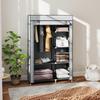 Fabric Wardrobe w/ Shelves Hanging Rail Foldable Wardrobe Light Grey