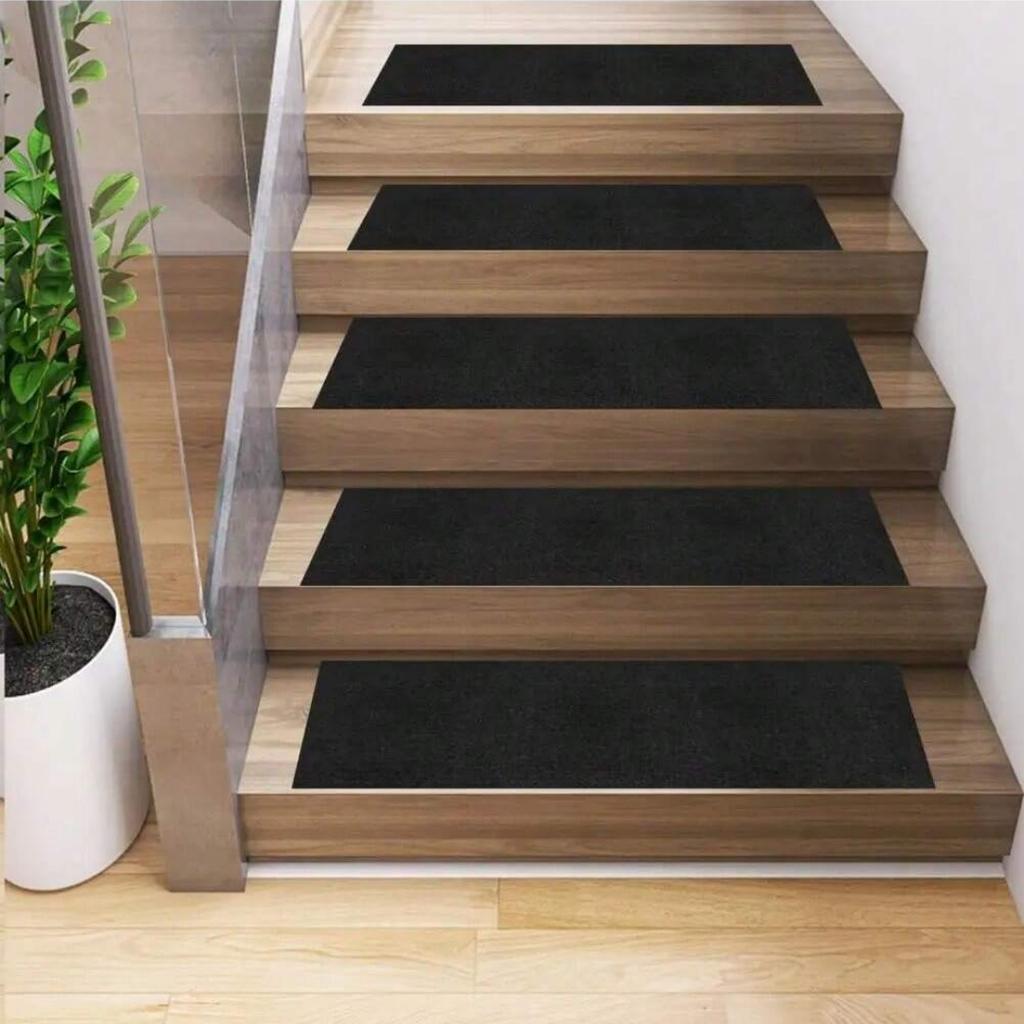 5pcs 100X20cm Staircase Mat Self-adhesive Safety Door Mat Soft Stripe Non-Slip Stair Tread Carpet Mat Home Decor