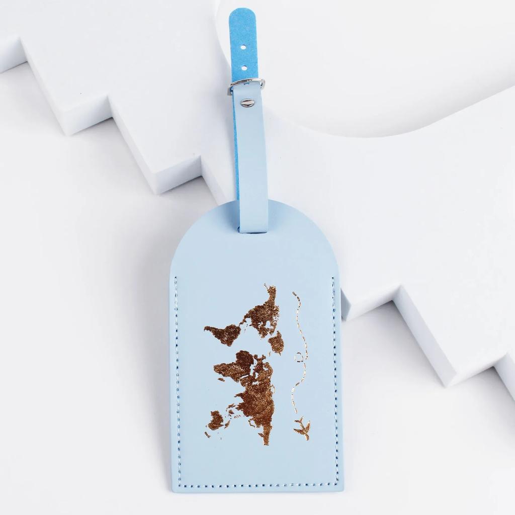 PU Leather Map Pattern Luggage Tags Men Women Baggage Name Tags Suitcase Address Label Holder Travel Tag Travel Accessories