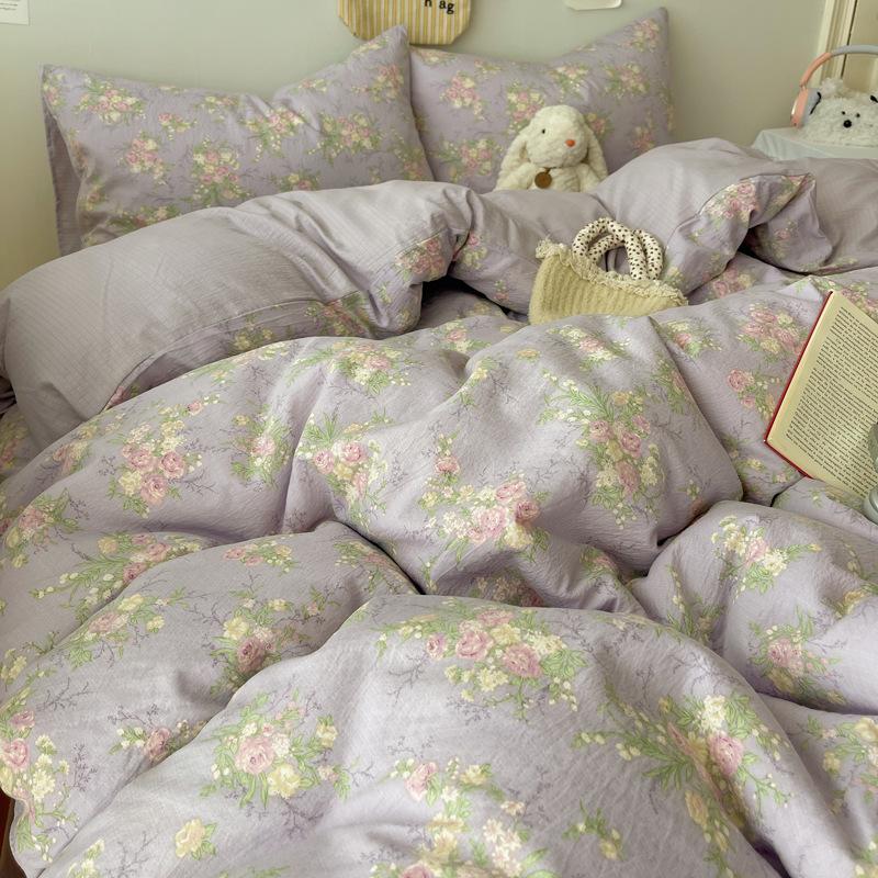 A-Typ Doppelgarn Vierteiliges Heimtextil Bettwäscheset Cartoon Bettlaken Bettbezug Studentenwohnheim Dreiteiliges Bettwäscheset