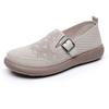 2025 Summer new women's thick-soled leisure shoes breathable comfortable anti-skid thick-soled solid color woven leisure