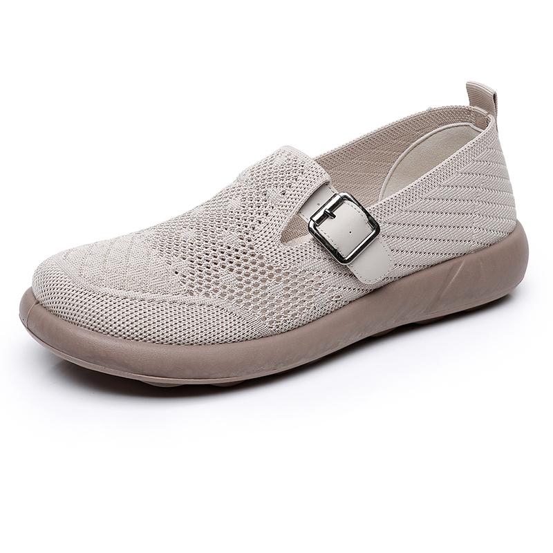 2025 Summer new women's thick-soled leisure shoes breathable comfortable anti-skid thick-soled solid color woven leisure
