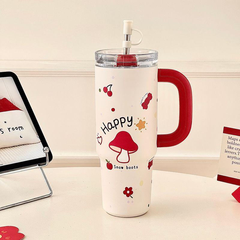 Uk Beloved High-Value Large-Capacity Insulated Cup for Women with Straw, Giant Ice Cup, Cold Water Cup Red 900ml