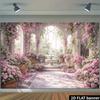 2D Planar European-style Arched Rose Garden Background Fabric Made of Polyester for Home Wall Decoration