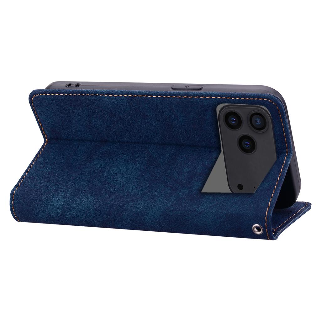 For iPhone 17 Pro Case Lines Pattern Wallet Leather Phone Cover with Strap