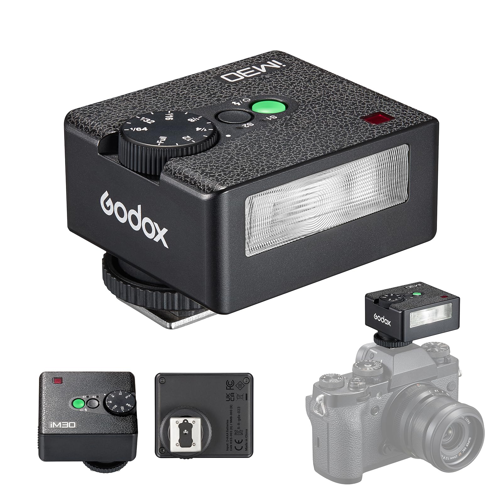 

Godox IM30 Mini Camera Flash Speedlight GN15 7 Output Level 3.6 Second Recycle Time with Single Contact Hot Shoe Replacement for Canon Nikon Sony