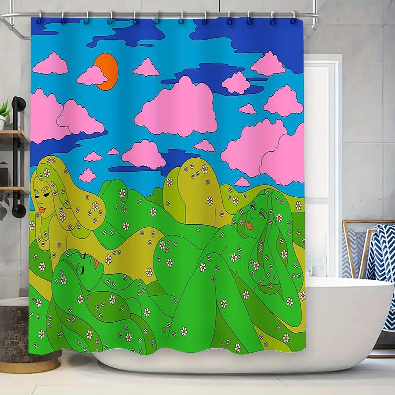 

Floral Shower Curtain Botanical Nature Print Waterproof Fabric Bathroom Decor Vintage Farmhouse Style Home Textile Artistic Wall W60H190(CM)-1 Pcs