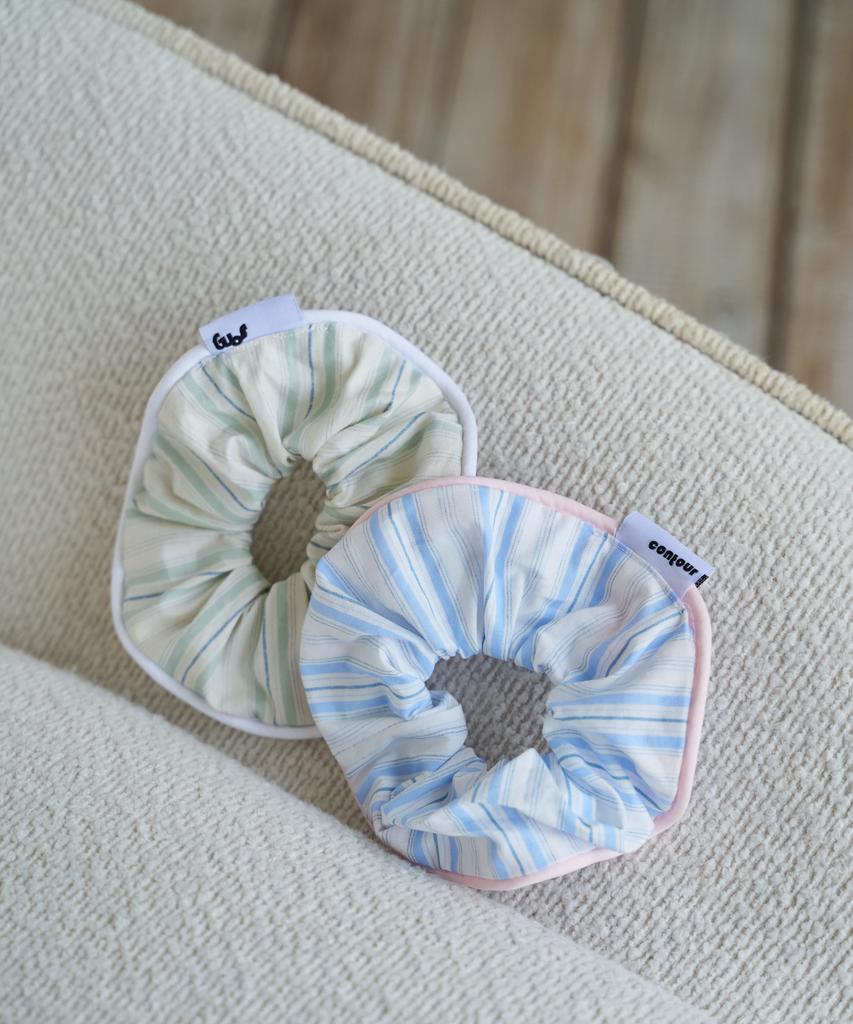 Contoursong Blue Piping Hair Scrunchie