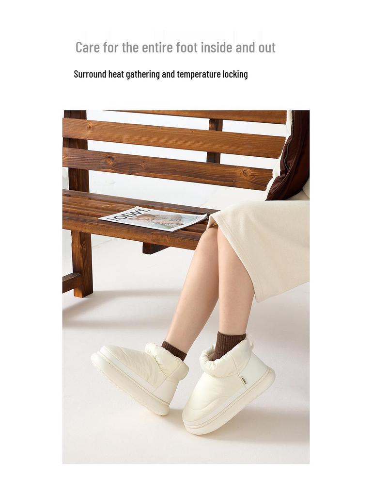 Damen Wasserdichte Daunenslipper - Warm, Weich, Dicke Sohle, Plus Samt für Herbst/Winter Heimgebrauch