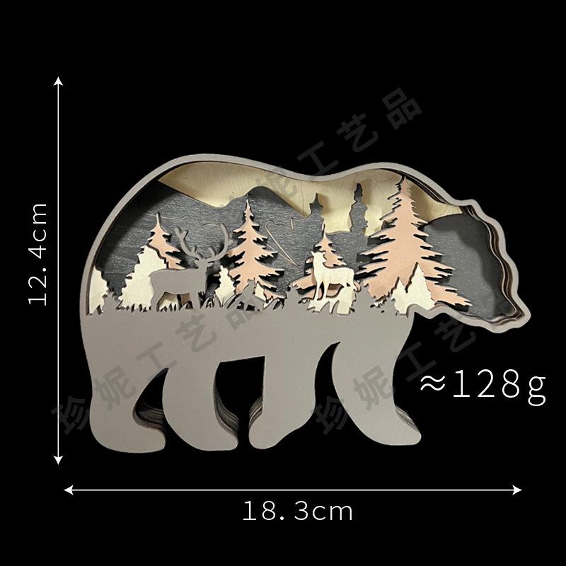 

Wooden Crafts Forest Animals Wooden Home Decor Elk Bear Ornaments Festival Decoration