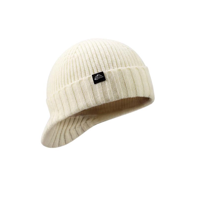 

Осенне-зимняя вязаная бейсболка для женщин и мужчин из шерсти с короткими полями, модная, сохраняющая тепло, ветрозащитная, защита ушей, вязаная холодная шапка бежевый