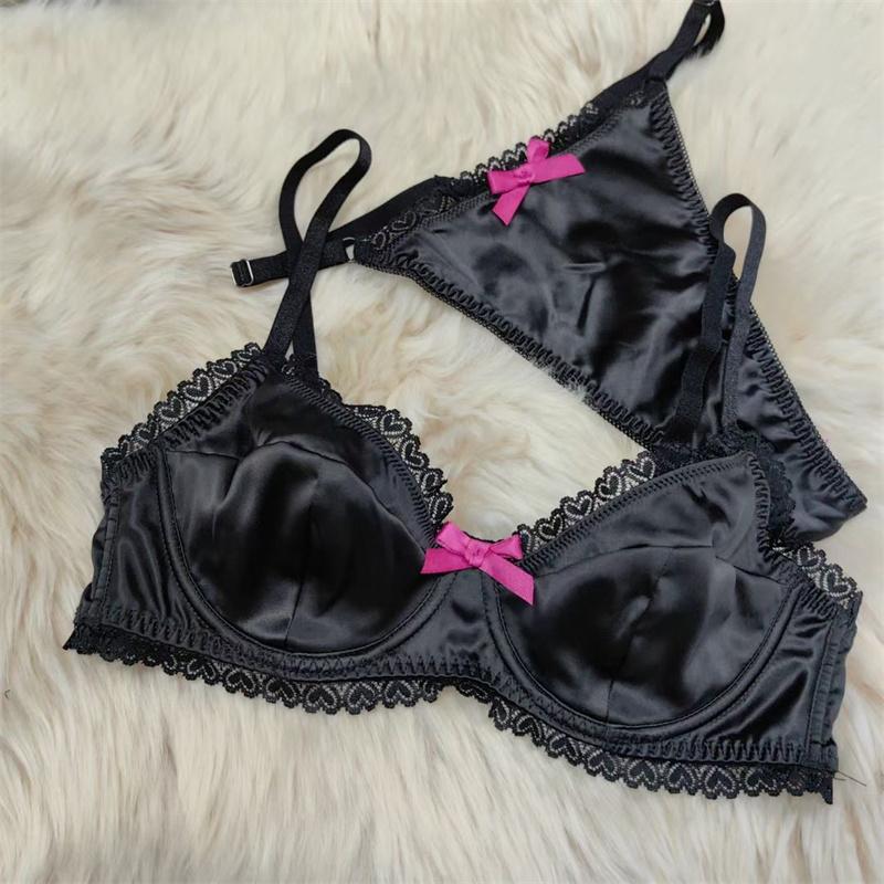 French Ice Silk Underwear Set for Women Sexy Ultra Thin Push Up Bra Set High Quality Comfort Lingerie Brassiere and Thongs Sets