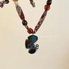 Retro Paisley Leopard Print Silk Scarf Necklace with Beaded Pendant - Women's Versatile Long Sweater Chain for Autumn & Winter.