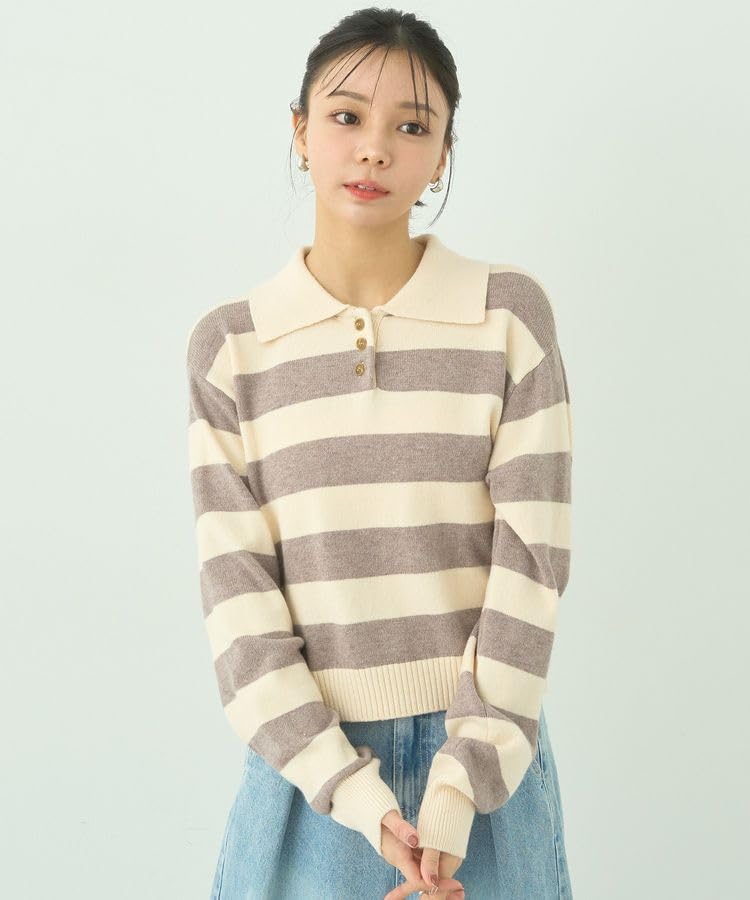 Earth Music Ecology Rugby Knit Sweatshirt In Ivory Stripes & Women's