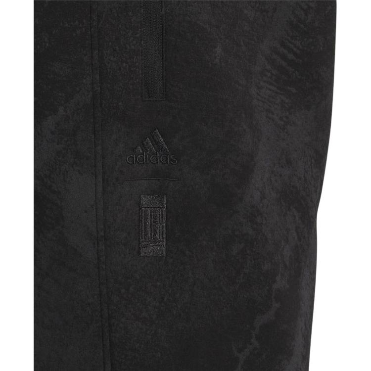 Adidas Wuji Knit Warm-Up Pants With Print Design, Mid-Rise And Breathable Cuffed Hem Men Bottoms Black IP4944