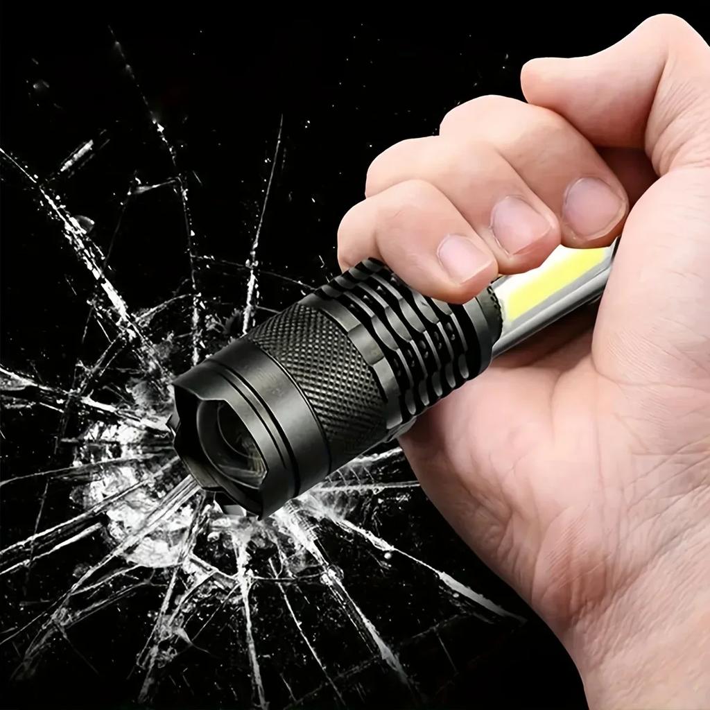 Portable LED Telescopic Zoom Flashlight COB+XPE Built in Battery USB Charging Emergency Torch Outdoor Waterproof Camping Lantern