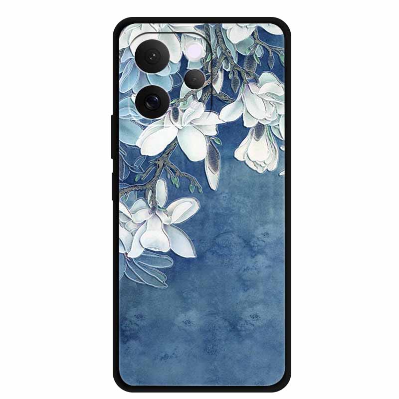 For Vivo S50 5G Case 3D Emboss Flower Black Silicone Soft Back Cover Case For Vivo S50 2025 Phone Case 6.59" Coque V2528A Fundas