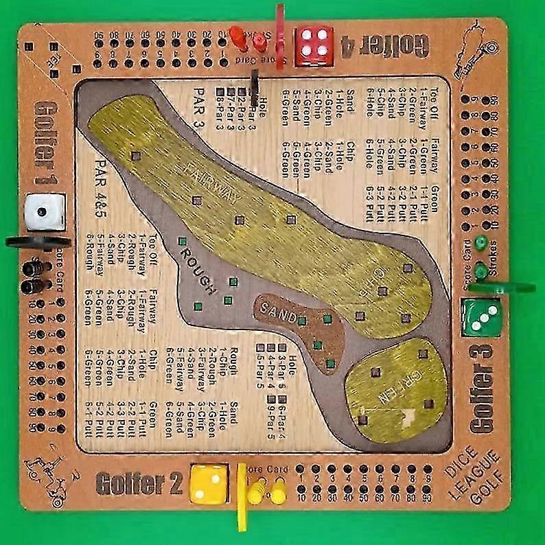 Tabletop Dice Golf Game, Handcrafted Tabletop Golf Dice Games Set, Interactive Golf Games with Intuitive Gameplay Movable Pegs and Scoring System, for