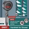 High Pressure Shower Head 5 Modes Handheld Adjustable Showerhead with Hose Water Saving One-Key Stop Spray Nozzle